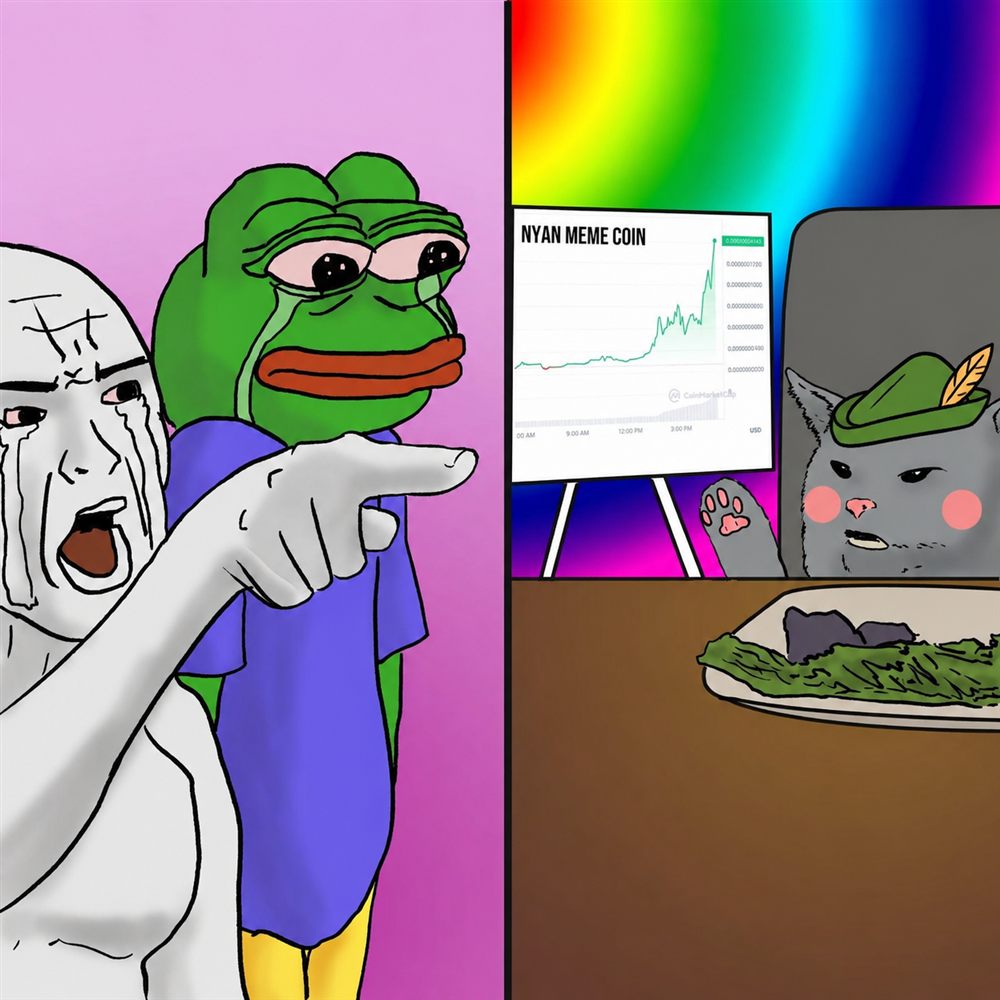 Woman yelling at cat NYAN meme